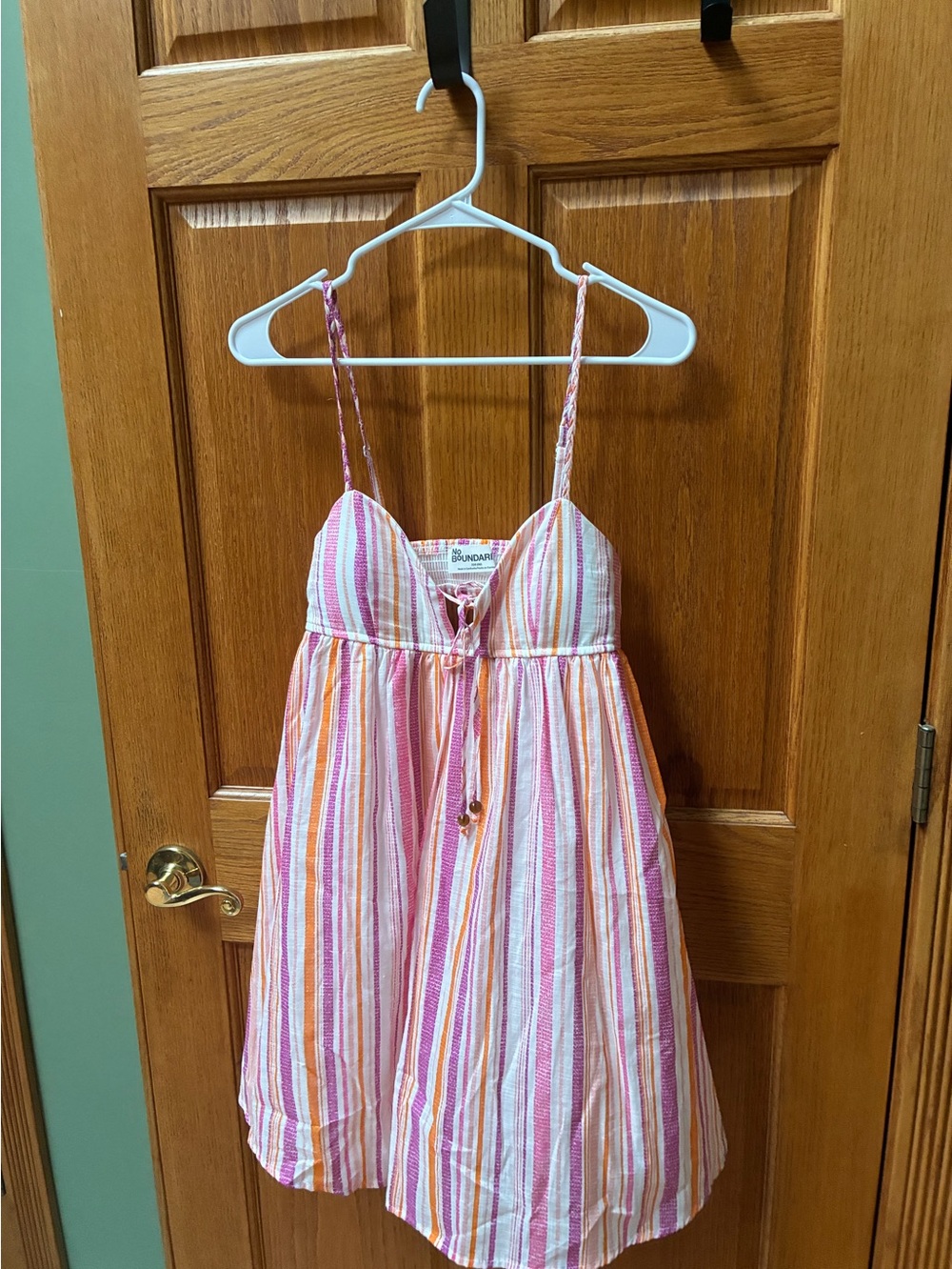 No Boundaries ' Pink & Orange Striped Sundress - Adjustable Spaghetti Straps